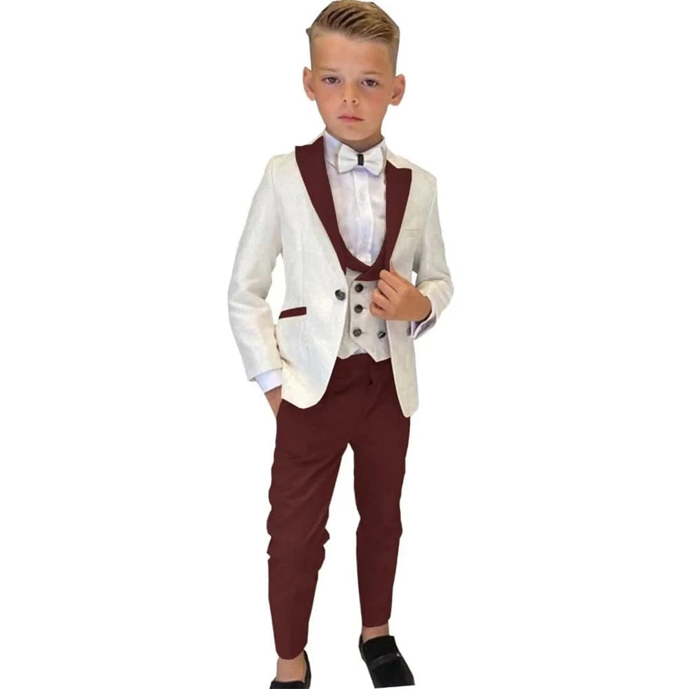 Paisley Classic 3 - Piece Suits for Boys Smart And Stylish Boy's Tuxedo Formal Outfit For Kids Blazer Vest And Pants For Party - SHOWLU FASHION STORE