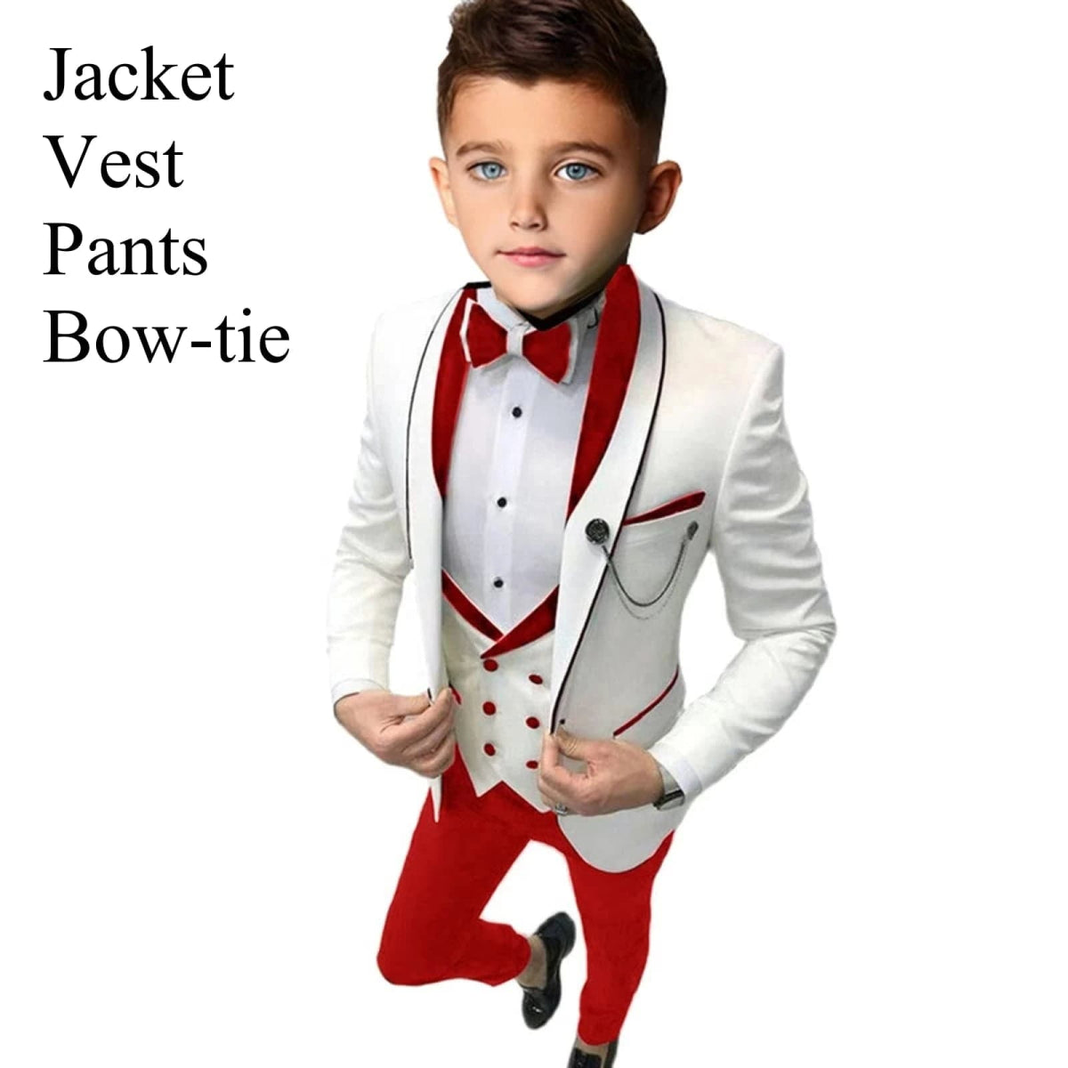 Paisley Classic 3 - Piece Suits for Boys Smart And Stylish Boy's Tuxedo Formal Outfit For Kids Blazer Vest And Pants For Party - SHOWLU FASHION STORE