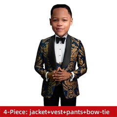 Paisley Classic 3 - Piece Suits for Boys Smart And Stylish Boy's Tuxedo Formal Outfit For Kids Blazer Vest And Pants For Party - SHOWLU FASHION STORE