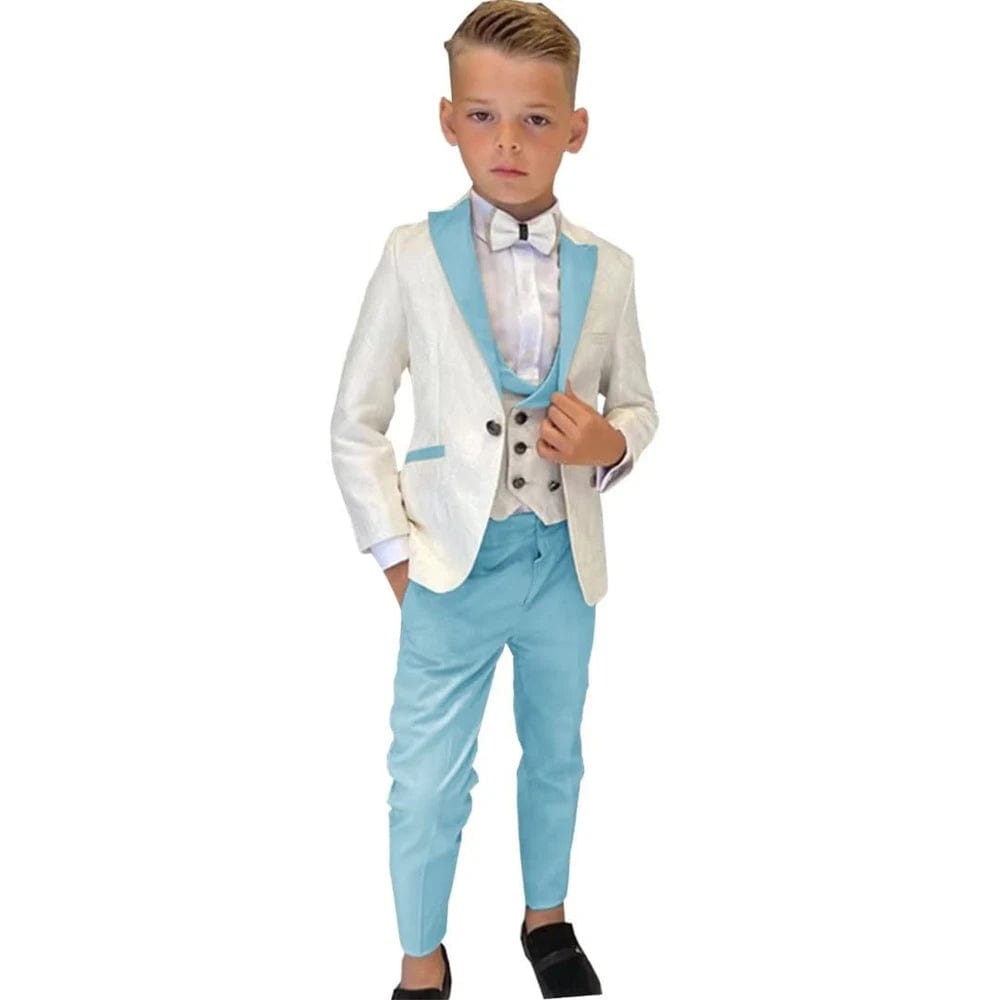 Paisley Classic 3 - Piece Suits for Boys Smart And Stylish Boy's Tuxedo Formal Outfit For Kids Blazer Vest And Pants For Party - SHOWLU FASHION STORE