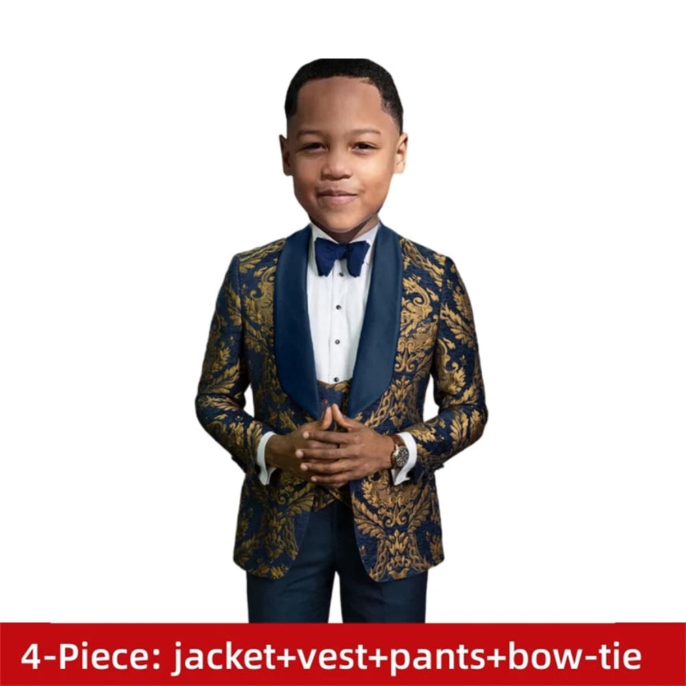 Paisley Classic 3 - Piece Suits for Boys Smart And Stylish Boy's Tuxedo Formal Outfit For Kids Blazer Vest And Pants For Party - SHOWLU FASHION STORE