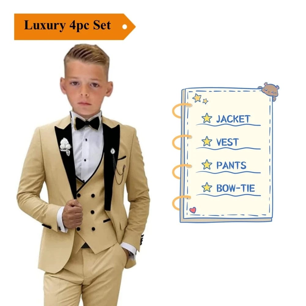Paisley Classic 3 - Piece Suits for Boys Smart And Stylish Boy's Tuxedo Formal Outfit For Kids Blazer Vest And Pants For Party - SHOWLU FASHION STORE