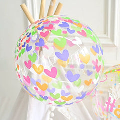 Panparty Birthday Bounce Ball Printed Ball Font Cartoon Transparent Ball Party Balloon Birthday Party Hundred Days Young Adult Heart - SHOWLU FASHION STORE
