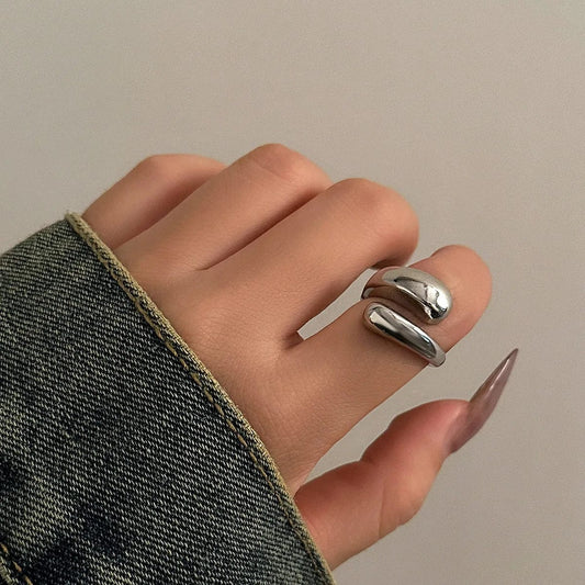 Personalized Spring Open Necklaces Bangles Rings Set For Women Punk Geometric Gold Silver Color Metal New Hip Hop Jewelry Set - SHOWLU FASHION STORE