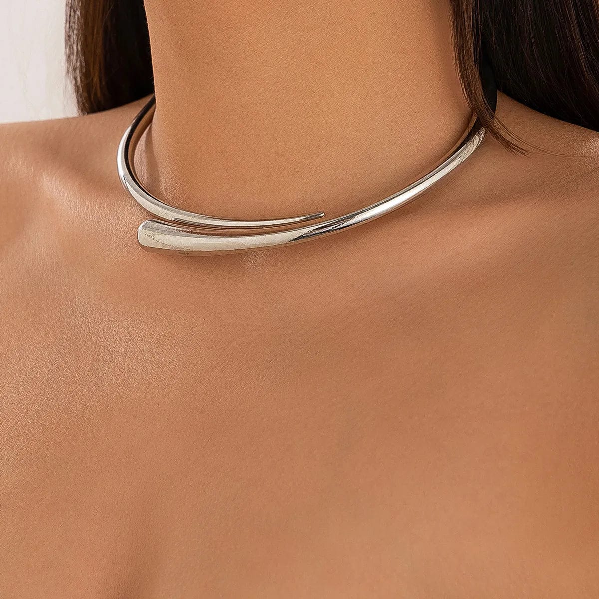 Personalized Spring Open Necklaces Bangles Rings Set For Women Punk Geometric Gold Silver Color Metal New Hip Hop Jewelry Set - SHOWLU FASHION STORE