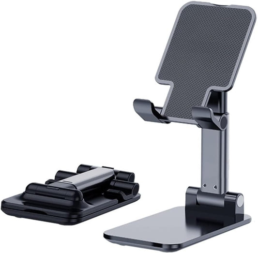Phone Holder for Desk, MT - 6 Cell Phone Stand for Desk Universal Cellphone Stand Holder Foldable & Height Adjustable Compatible Under 8” Device, with Silicone Mat, Black - SHOWLU FASHION STORE