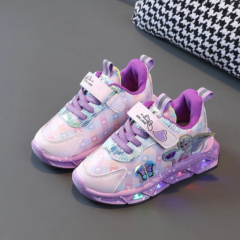 Pink Elsa Princess Baby Girls Sneaker Cartoon Fashion Children's Shoes Spring Autumn Kids Led Lighting Sports Sneakers - SHOWLU FASHION STORE