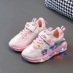Pink Elsa Princess Baby Girls Sneaker Cartoon Fashion Children's Shoes Spring Autumn Kids Led Lighting Sports Sneakers - SHOWLU FASHION STORE