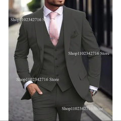 Pink Luxury Men Suits 2024 Terno Slim fit 3 Piece Jacket Pant With Vest Groom Wedding Tuxedo Costume Homme Formal Occasion Terno - SHOWLU FASHION STORE