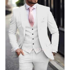 Pink Luxury Men Suits 2024 Terno Slim fit 3 Piece Jacket Pant With Vest Groom Wedding Tuxedo Costume Homme Formal Occasion Terno - SHOWLU FASHION STORE