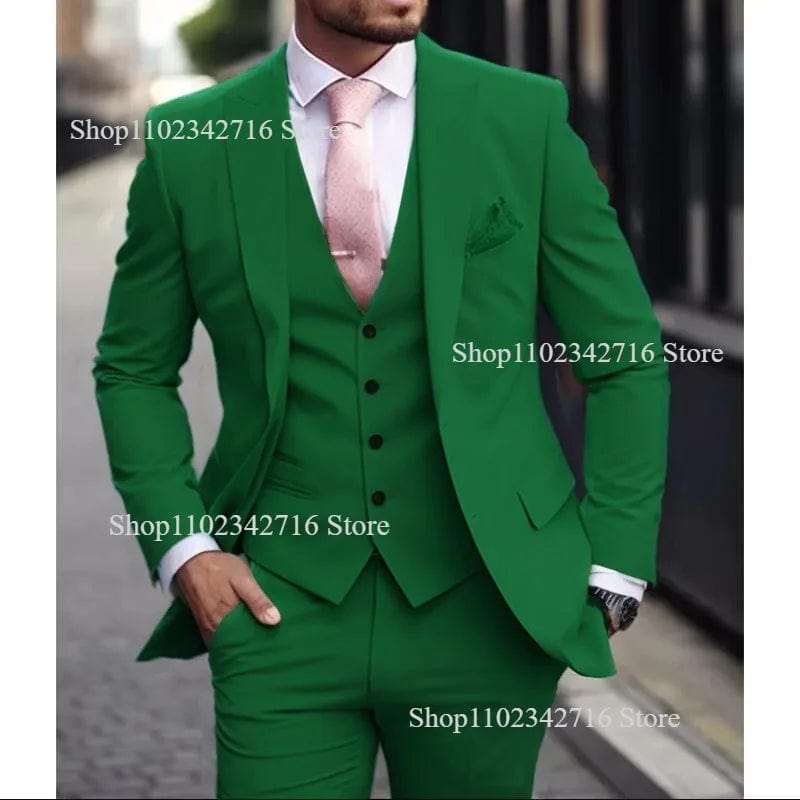 Pink Luxury Men Suits 2024 Terno Slim fit 3 Piece Jacket Pant With Vest Groom Wedding Tuxedo Costume Homme Formal Occasion Terno - SHOWLU FASHION STORE