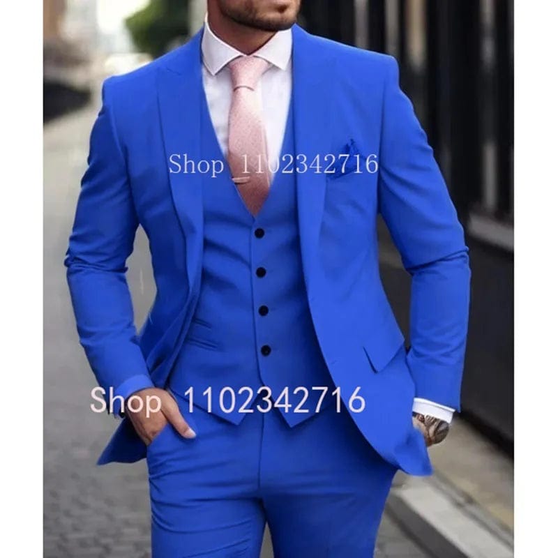 Pink Luxury Men Suits 2024 Terno Slim fit 3 Piece Jacket Pant With Vest Groom Wedding Tuxedo Costume Homme Formal Occasion Terno - SHOWLU FASHION STORE