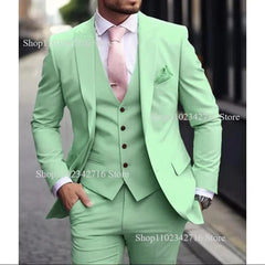 Pink Luxury Men Suits 2024 Terno Slim fit 3 Piece Jacket Pant With Vest Groom Wedding Tuxedo Costume Homme Formal Occasion Terno - SHOWLU FASHION STORE