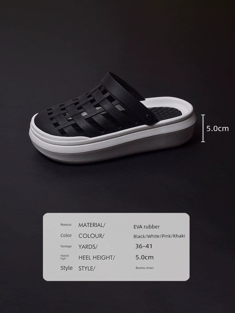 Platform Coros Shoes Women's Black Non Slip Nurse Closed Toe Sandals Outdoor Water Office Half Sandals - SHOWLU FASHION STORE