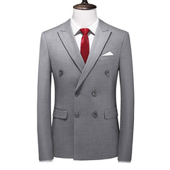 Plover Double Breasted Plus Size Youth Solid Color Suit - SHOWLU FASHION STORE