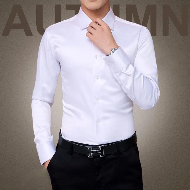 Plus Size 5XL 2024 New Men's Luxury Shirts Wedding Dress Long Sleeve Shirt Silk Tuxedo Shirt Men Mercerized Cotton Shirt - SHOWLU FASHION STORE