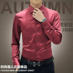 Plus Size 5XL 2024 New Men's Luxury Shirts Wedding Dress Long Sleeve Shirt Silk Tuxedo Shirt Men Mercerized Cotton Shirt - SHOWLU FASHION STORE
