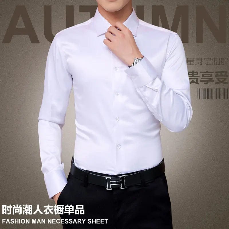 Plus Size 5XL 2024 New Men's Luxury Shirts Wedding Dress Long Sleeve Shirt Silk Tuxedo Shirt Men Mercerized Cotton Shirt - SHOWLU FASHION STORE
