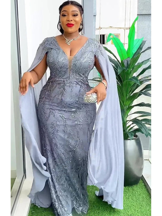 Plus Size African Party Dresses for Women Dashiki Ankara Sequin Wedding Evening Gown Sexy Bodycon Maxi Long Dress Africa Clothes - SHOWLU FASHION STORE