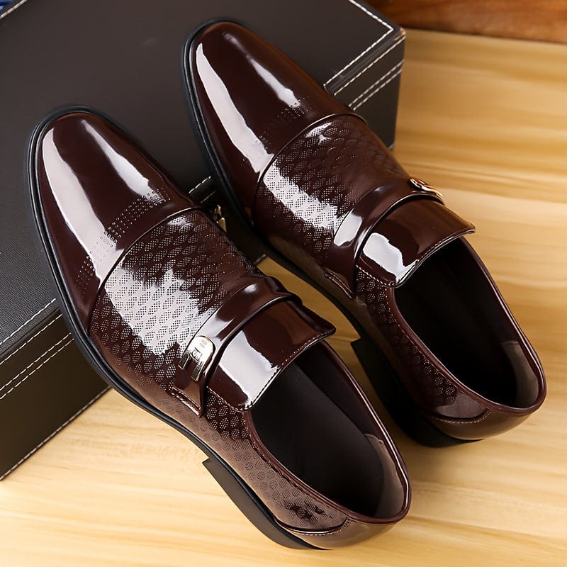 Plus Size Men's Faux Patent Leather Upper Slip On Business Shoes - Comfy Non Slip Rubber Sole Durable Walking Shoes - For Men - Suitable for Office & Business Occasions - Perfect Gift for Professionals - SHOWLU FASHION STORE