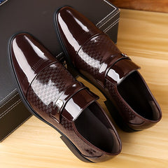 Plus Size Men's Faux Patent Leather Upper Slip On Business Shoes - Comfy Non Slip Rubber Sole Durable Walking Shoes - For Men - Suitable for Office & Business Occasions - Perfect Gift for Professionals - SHOWLU FASHION STORE