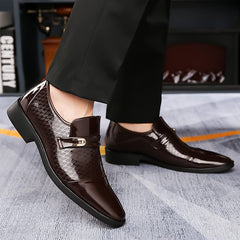 Plus Size Men's Faux Patent Leather Upper Slip On Business Shoes - Comfy Non Slip Rubber Sole Durable Walking Shoes - For Men - Suitable for Office & Business Occasions - Perfect Gift for Professionals - SHOWLU FASHION STORE