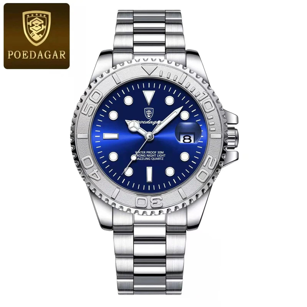 POEDAGAR Top Luxury Man Watch Waterproof Luminous Date Men Watch Stainless Steel Male Clock Sport Fashion Men's Quartz Watches - SHOWLU FASHION STORE