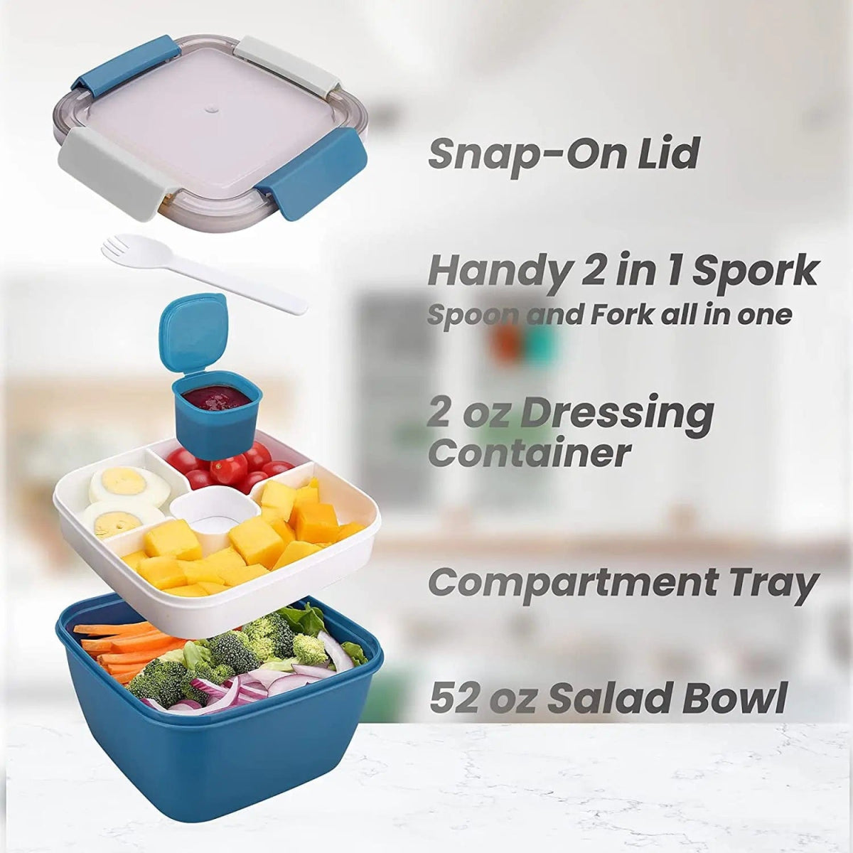 Portable 2 - Layer Salad Bowl Lunch Box - SHOWLU FASHION STORE