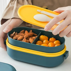 Portable Lunch Box For Kids Microwave Safe Plastic Bento Box With Compartments & Sauce Box Stackable Salad Fruit Food Container - SHOWLU FASHION STORE
