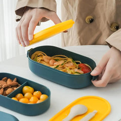 Portable Lunch Box For Kids Microwave Safe Plastic Bento Box With Compartments & Sauce Box Stackable Salad Fruit Food Container - SHOWLU FASHION STORE