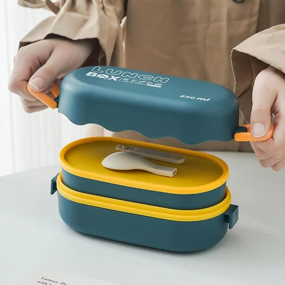 Portable Lunch Box For Kids Microwave Safe Plastic Bento Box With Compartments & Sauce Box Stackable Salad Fruit Food Container - SHOWLU FASHION STORE
