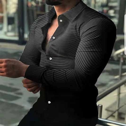 Printed Long Sleeve Slim Fit Men's Shirt Print Long Sleeves Slim Fit Men's Shirt - SHOWLU FASHION STORE