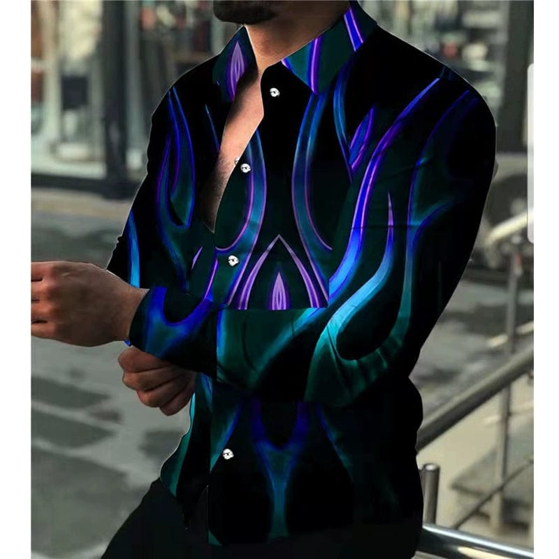 Printed Long Sleeve Slim Fit Men's Shirt Print Long Sleeves Slim Fit Men's Shirt - SHOWLU FASHION STORE