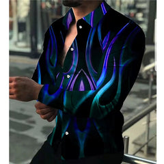Printed Long Sleeve Slim Fit Men's Shirt Print Long Sleeves Slim Fit Men's Shirt - SHOWLU FASHION STORE