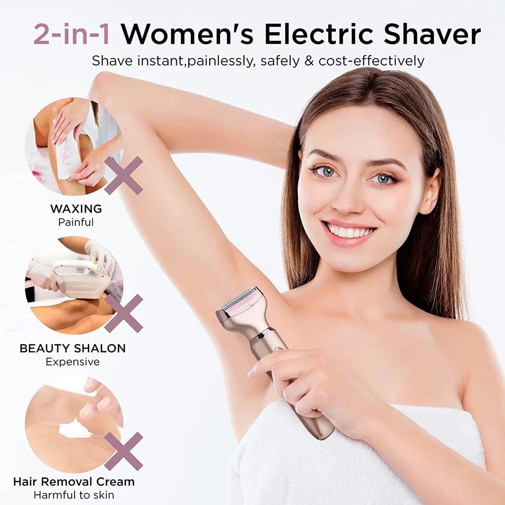Professional 2 in 1 Epilator Electric Razor Hair Removal for Women Painless Face Shaver Bikini Pubic Hair Trimmer Machine Tools - SHOWLU FASHION STORE