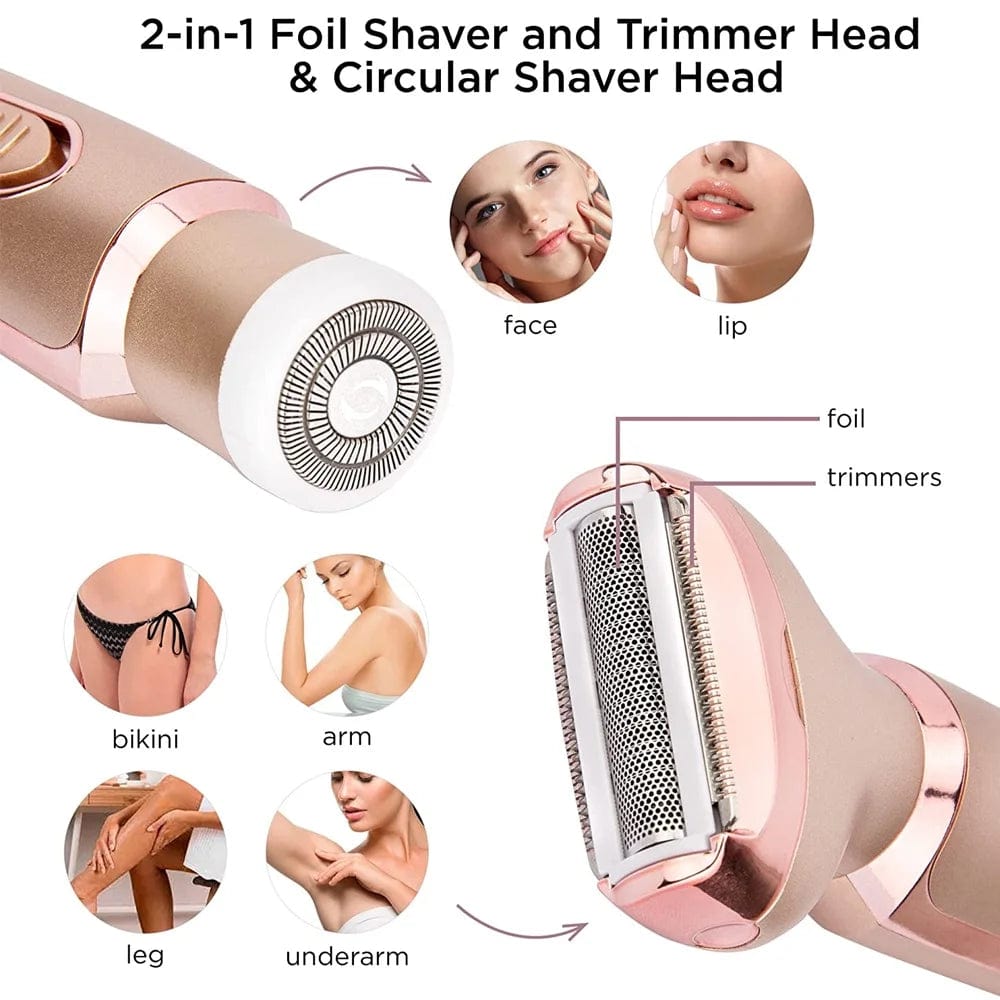 Professional 2 in 1 Epilator Electric Razor Hair Removal for Women Painless Face Shaver Bikini Pubic Hair Trimmer Machine Tools - SHOWLU FASHION STORE