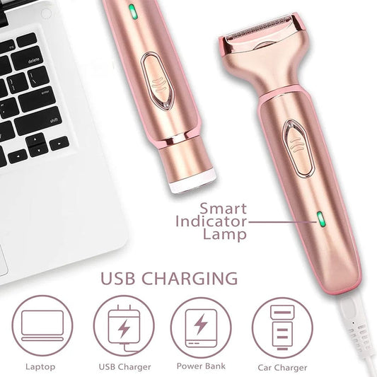 Professional 2 in 1 Epilator Electric Razor Hair Removal for Women Painless Face Shaver Bikini Pubic Hair Trimmer Machine Tools - SHOWLU FASHION STORE