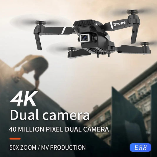Professional Drone E88 4k wide - angle HD camera WiFi fpv height Hold Foldable RC quadrotor helicopter Camera - free children's toys - SHOWLU FASHION STORE
