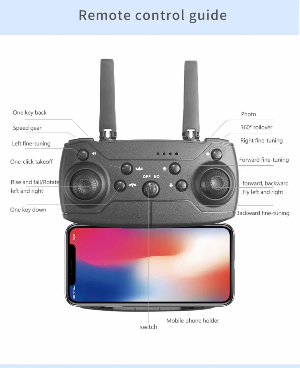 Professional Drone E88 4k wide - angle HD camera WiFi fpv height Hold Foldable RC quadrotor helicopter Camera - free children's toys - SHOWLU FASHION STORE