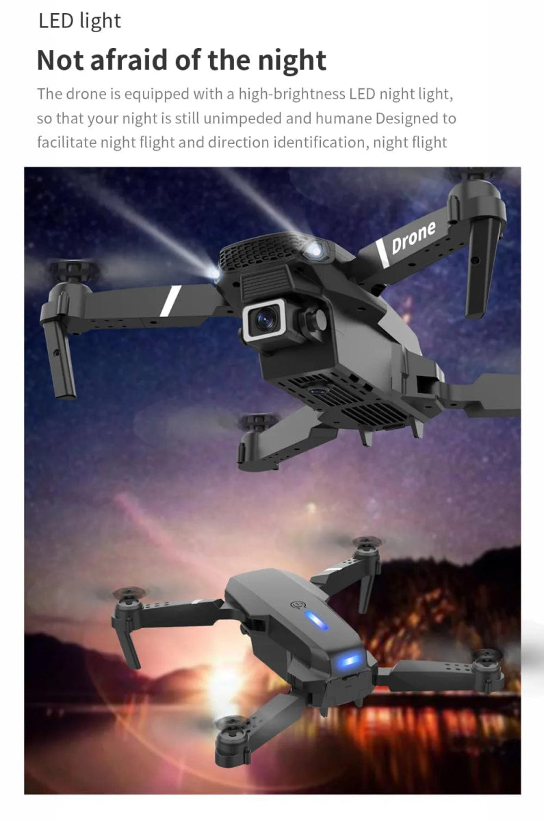 Professional Drone E88 4k wide - angle HD camera WiFi fpv height Hold Foldable RC quadrotor helicopter Camera - free children's toys - SHOWLU FASHION STORE