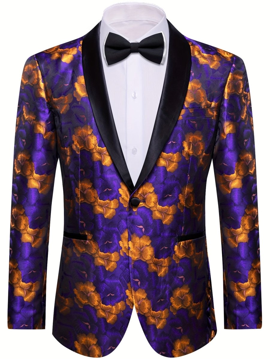 Purple New Style Jacket Casual Jacquard Button Blazer Shawl Lapel Suit Jacket For Wedding 1pc Suit - SHOWLU FASHION STORE