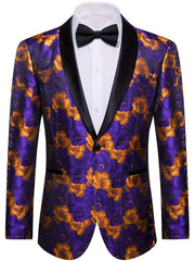 Purple New Style Jacket Casual Jacquard Button Blazer Shawl Lapel Suit Jacket For Wedding 1pc Suit - SHOWLU FASHION STORE