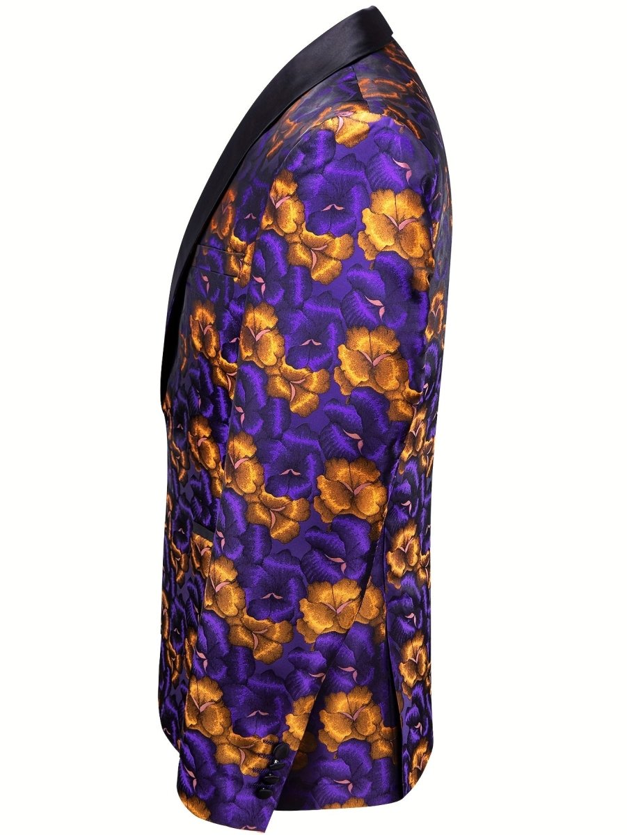 Purple New Style Jacket Casual Jacquard Button Blazer Shawl Lapel Suit Jacket For Wedding 1pc Suit - SHOWLU FASHION STORE
