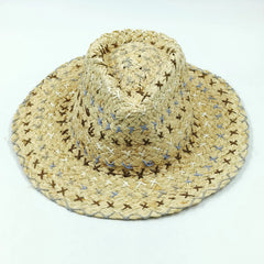 Raffia straw hat for women Bohemian colorful stitched straw hat ladies vacation sun hat beach summer vacation jazz hat panama - SHOWLU FASHION STORE