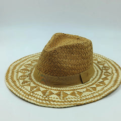 Raffia straw hat for women Bohemian colorful stitched straw hat ladies vacation sun hat beach summer vacation jazz hat panama - SHOWLU FASHION STORE