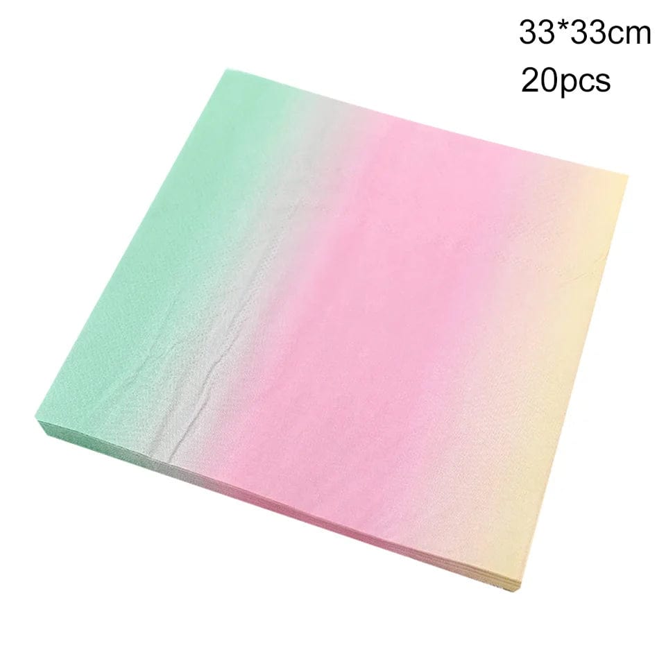 Rainbow Tableware Set for Birthday Party Decorations Rainbow Tableware Paper Plates Cups Napkins Tablecloth Dinner Disposable - SHOWLU FASHION STORE