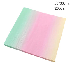 Rainbow Tableware Set for Birthday Party Decorations Rainbow Tableware Paper Plates Cups Napkins Tablecloth Dinner Disposable - SHOWLU FASHION STORE