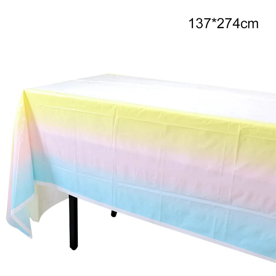 Rainbow Tableware Set for Birthday Party Decorations Rainbow Tableware Paper Plates Cups Napkins Tablecloth Dinner Disposable - SHOWLU FASHION STORE