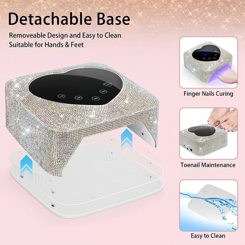 Rechargeable UV LED Nail Lamp 72W Cordless UV Light for Nails With Rhinestone Heart Shaped Manicure Pedicure Machine Nail Tools - SHOWLU FASHION STORE
