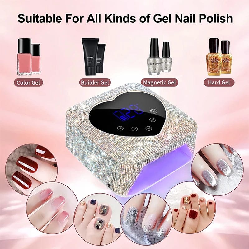 Rechargeable UV LED Nail Lamp 72W Cordless UV Light for Nails With Rhinestone Heart Shaped Manicure Pedicure Machine Nail Tools - SHOWLU FASHION STORE